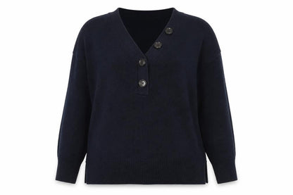 White Label Women's Blue V-Neck Long Sleeve Jumper, Size 8