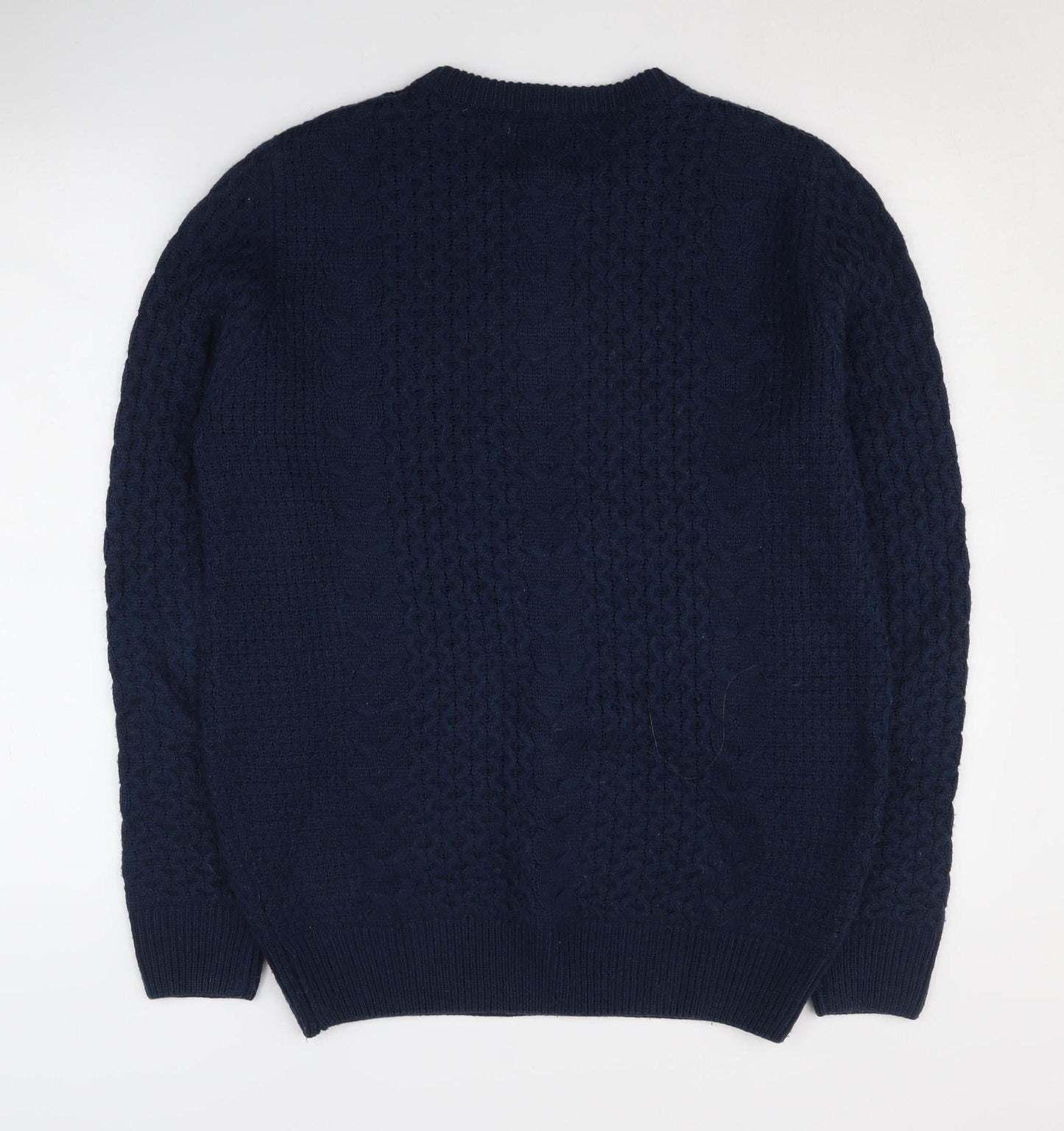 BellField Men's Blue Cable-Knit Pullover Jumper M