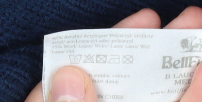 BellField Men's Blue Cable-Knit Pullover Jumper M