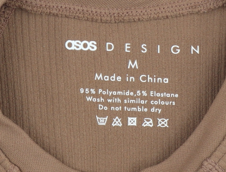 Womens UK Size M ASOS DESIGN Brown Basic T-Shirt