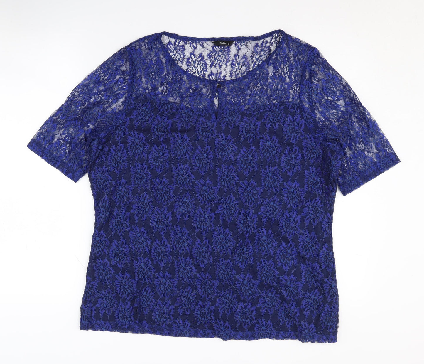 M&Co Women's Blue Floral Lace Blouse Size 20
