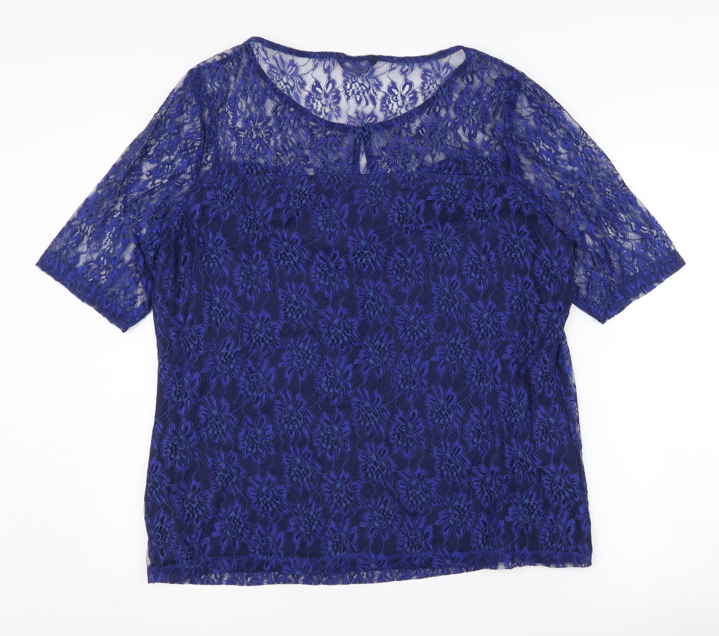 M&Co Women's Blue Floral Lace Blouse Size 20