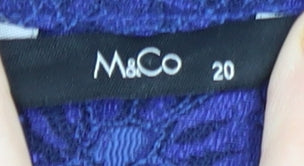 M&Co Women's Blue Floral Lace Blouse Size 20