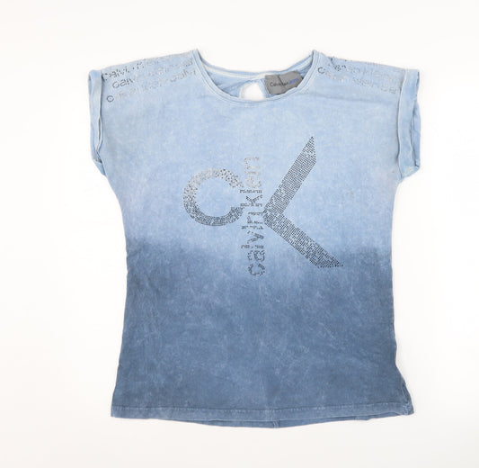 Calvin Klein Women's Blue T-Shirt, Size S, Casual Style