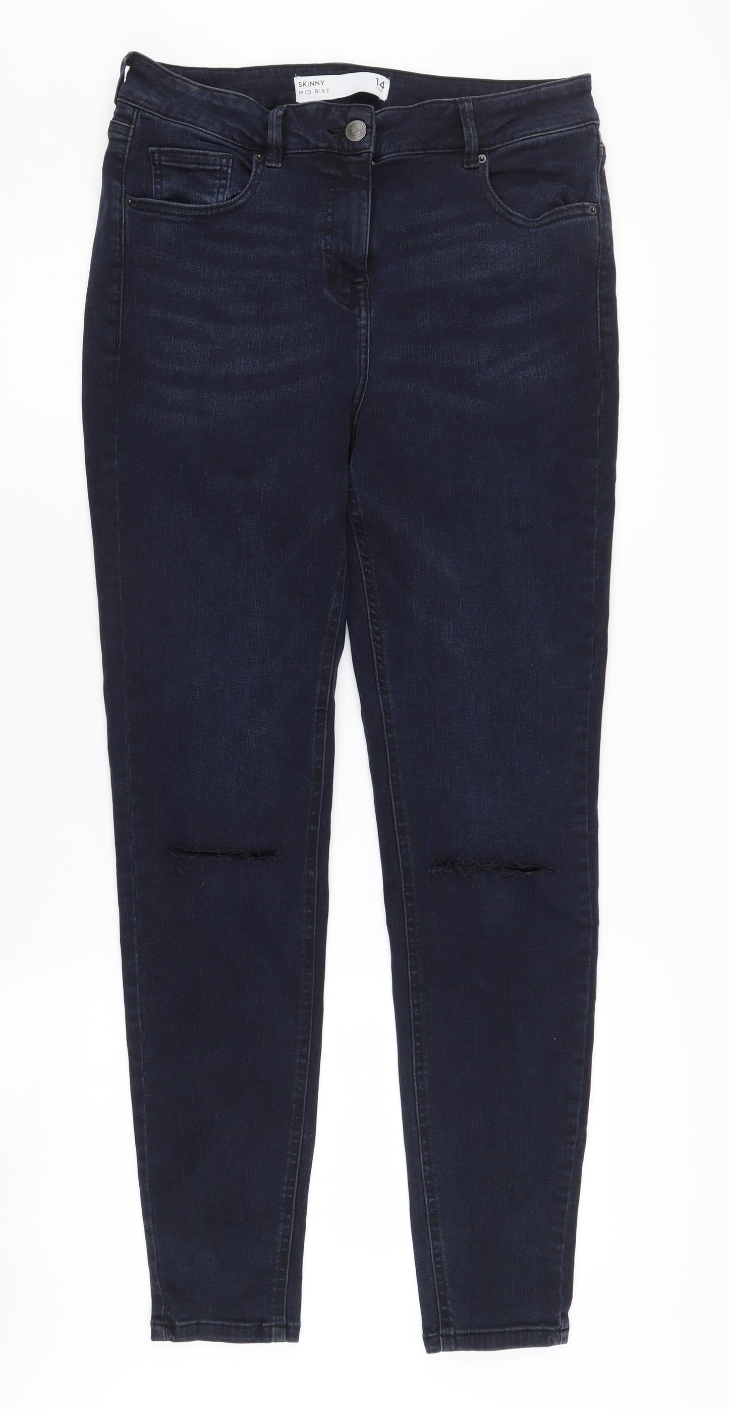 Next Women's Blue Skinny Jeans 14L Tall Mid Rise