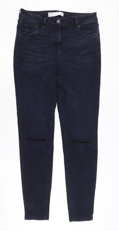 Next Women's Blue Skinny Jeans 14L Tall Mid Rise