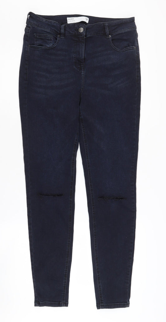 Next Women's Blue Skinny Jeans 14L Tall Mid Rise