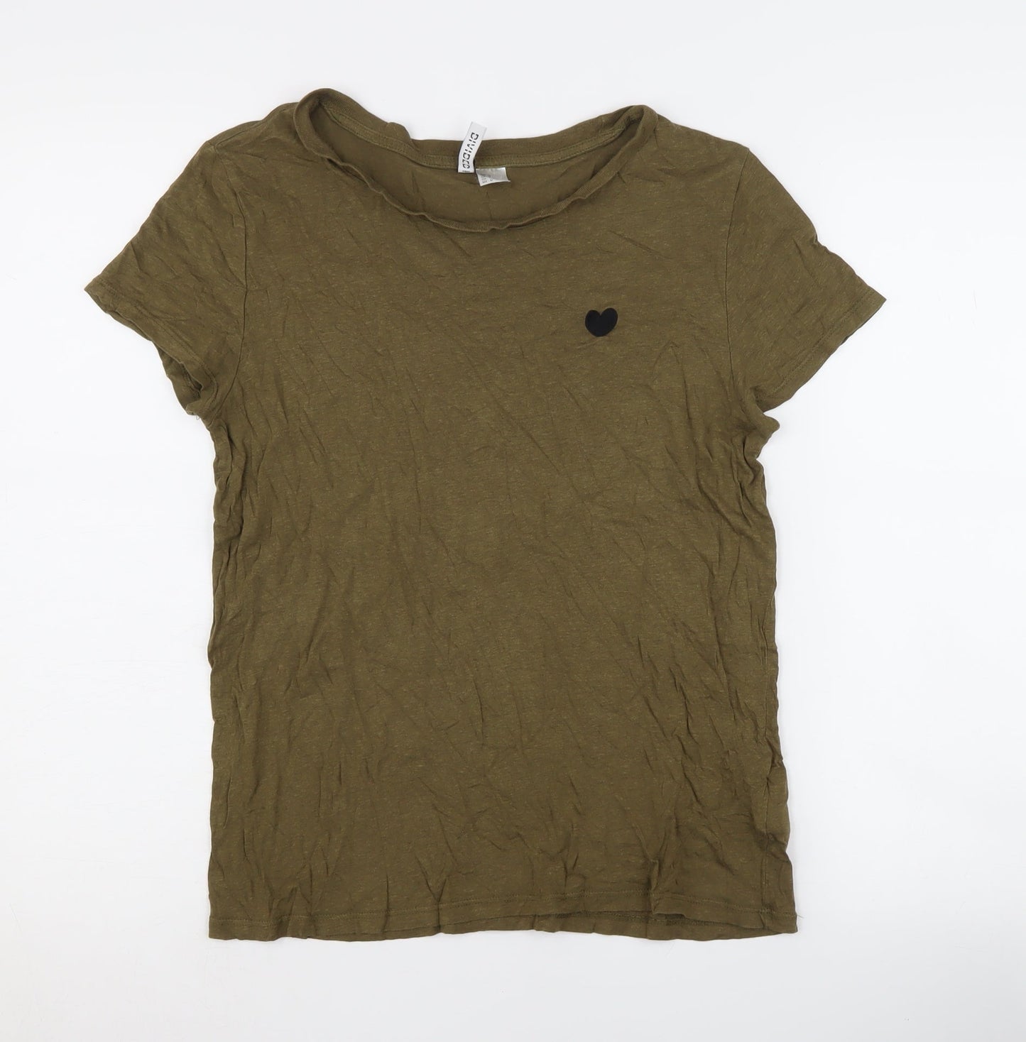 Womens UK Size M H&M Green Basic T-Shirt