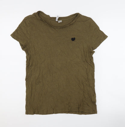 Womens UK Size M H&M Green Basic T-Shirt