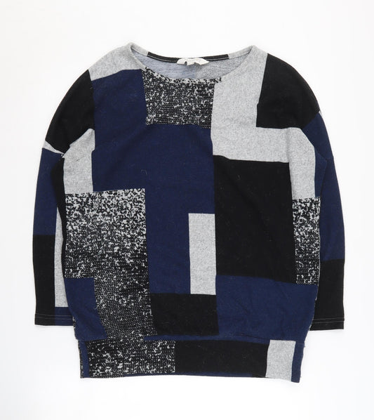 Apricot Women's Geometric Jumper, Size 8, Black/Blue