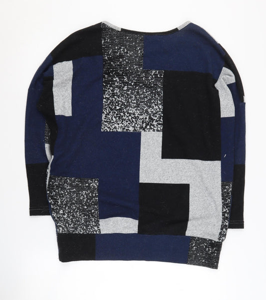 Apricot Women's Geometric Jumper, Size 8, Black/Blue