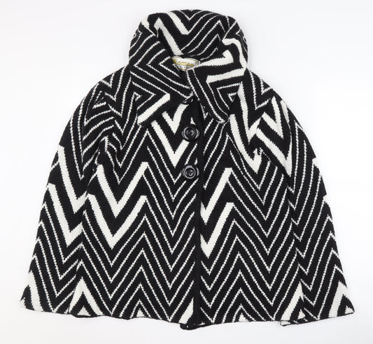 Roman Originals Black Geometric Cape, Women, Size M