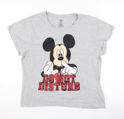 Disney Women's Grey Mickey Mouse Pyjama Top, Size 10-12