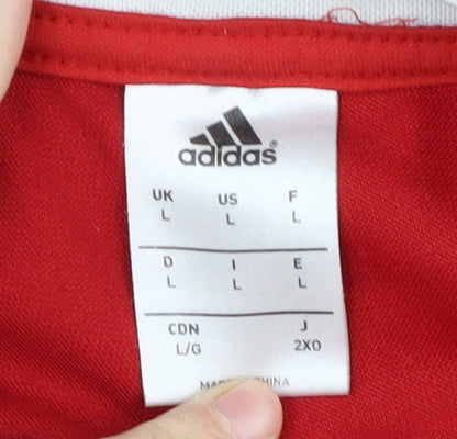 Adidas Men's Red L Rugby Jersey, Collared Lightweight