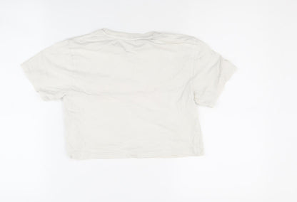 Puma Girls Beige T-Shirt, 7-8 Years, Crew Neck, Logo Accent