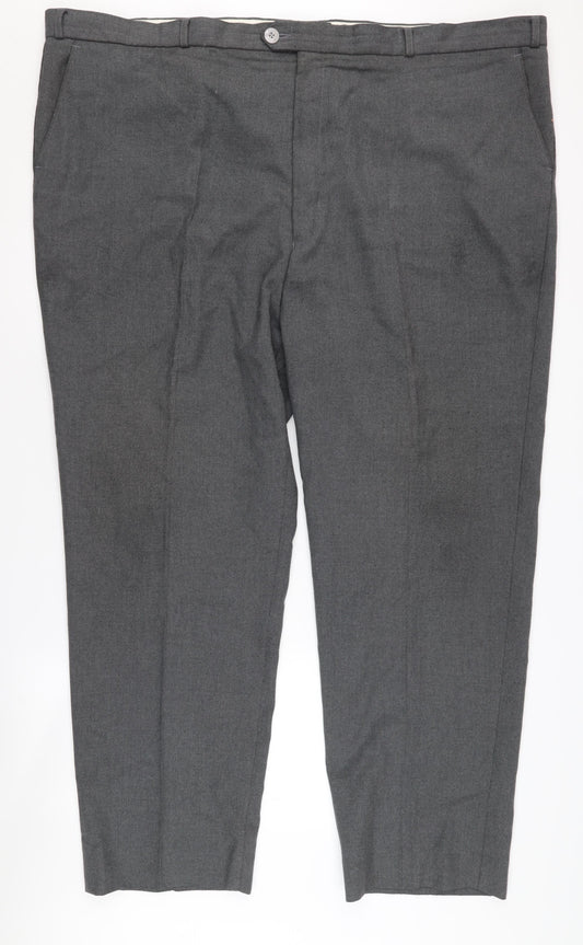 Gurteen Men's Grey Trousers, Size 52 R, Straight Leg