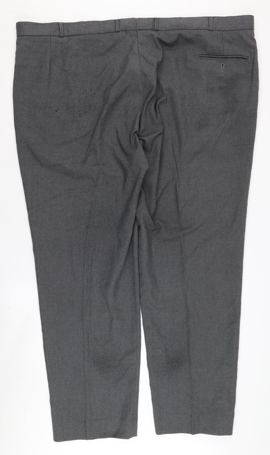 Gurteen Men's Grey Trousers, Size 52 R, Straight Leg