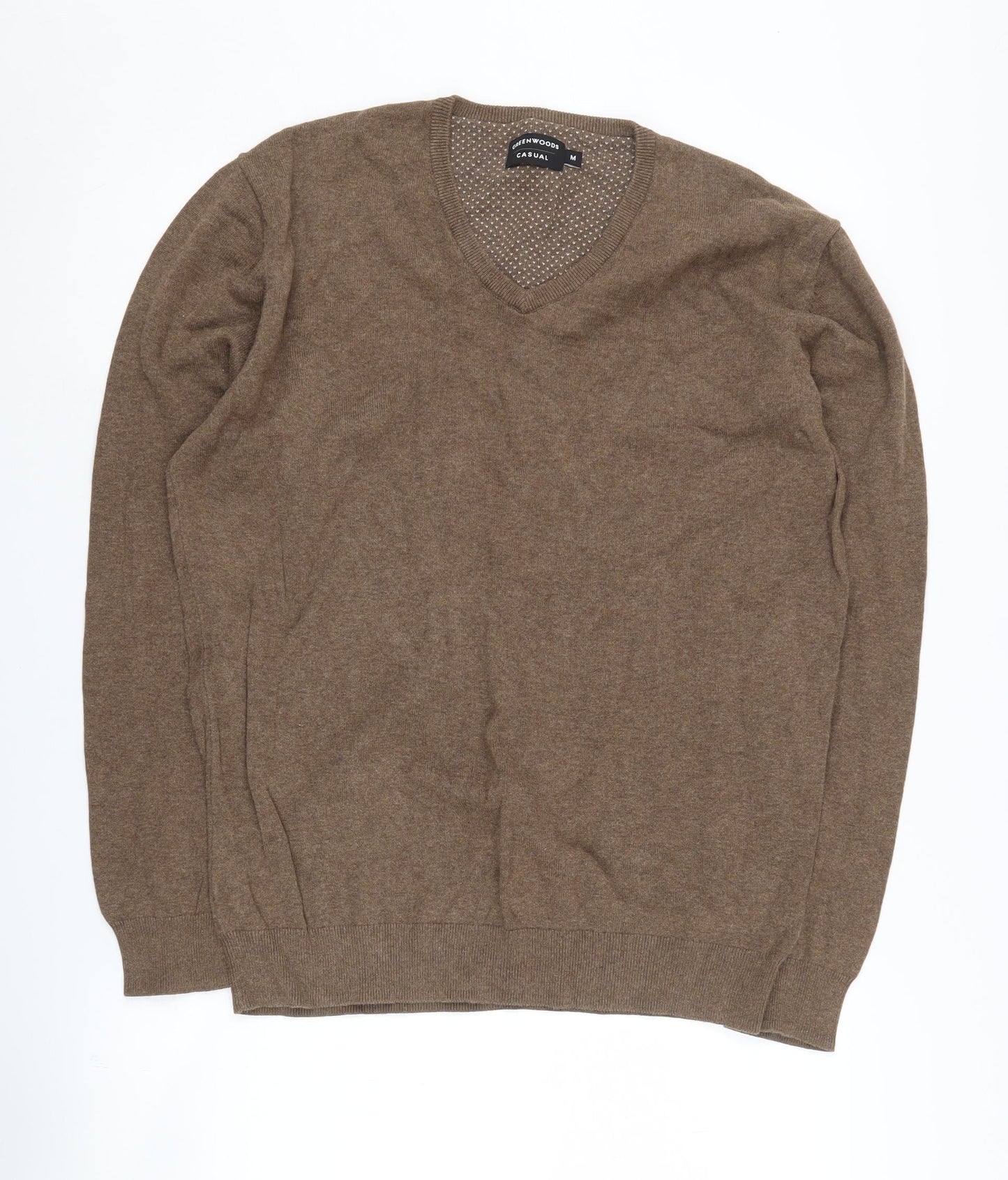 Greenwoods Men's Brown Medium V-Neck Cotton Jumper