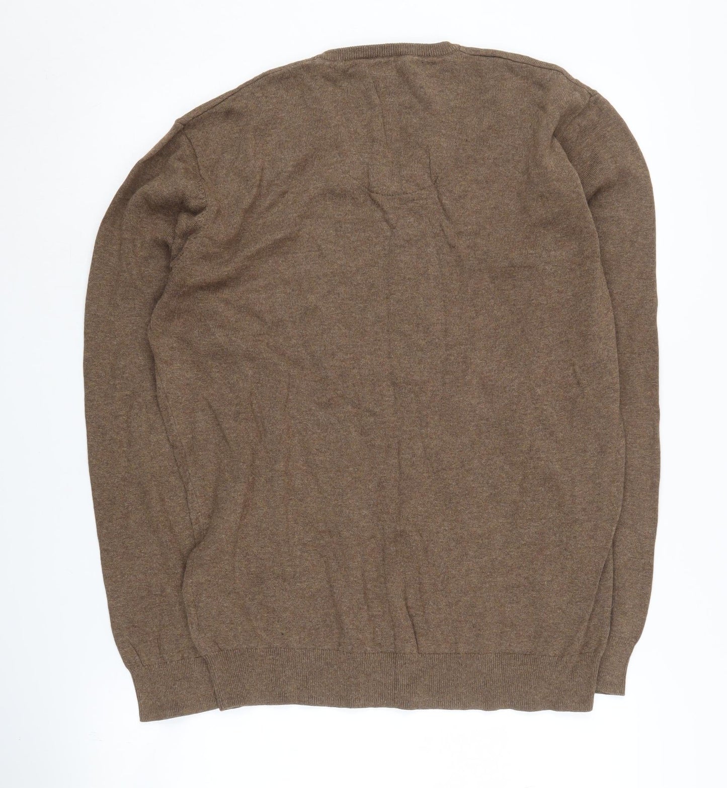 Greenwoods Men's Brown Medium V-Neck Cotton Jumper