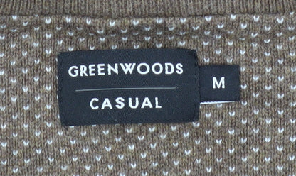 Greenwoods Men's Brown Medium V-Neck Cotton Jumper
