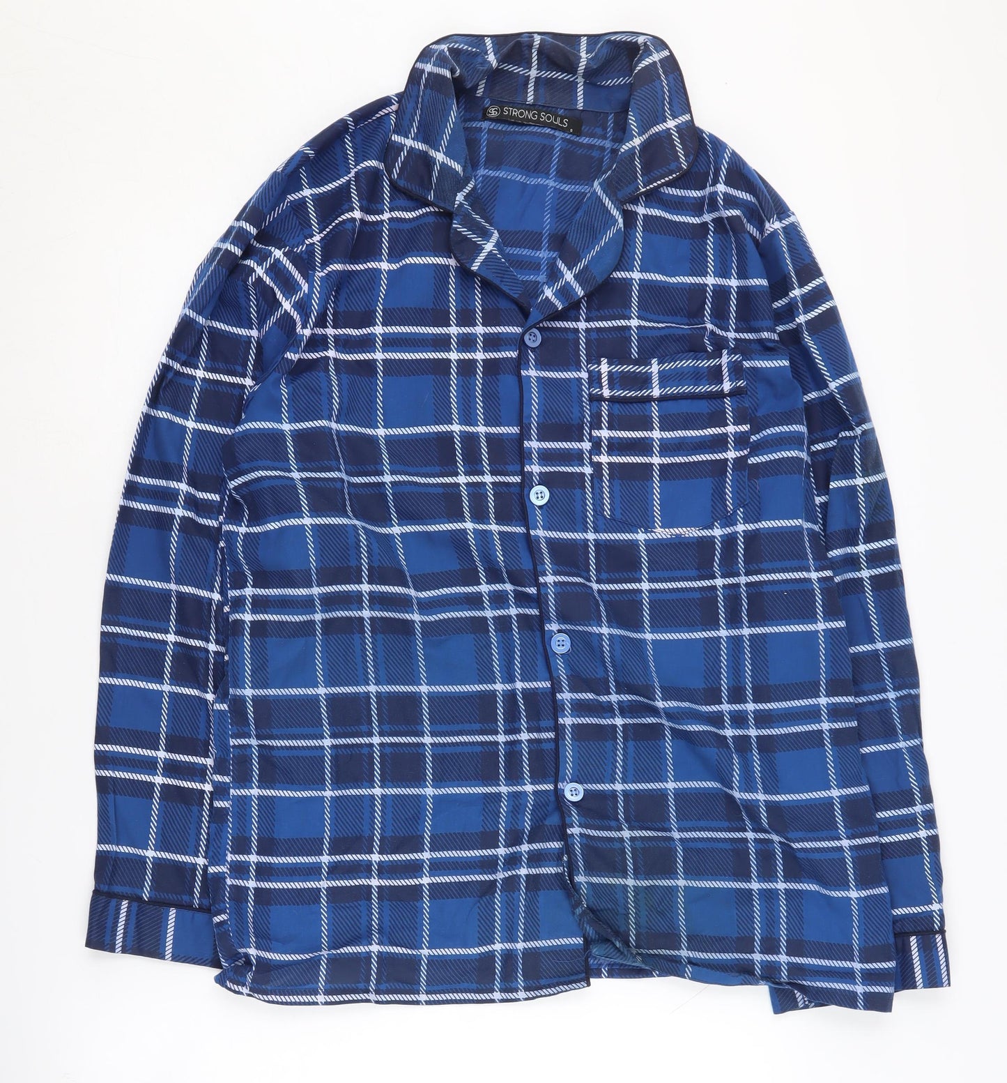 Strong Souls Men's Blue Plaid Pyjama Top S