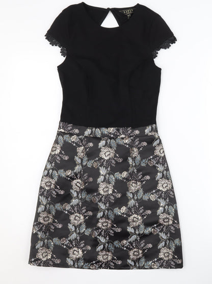 Lipsy Women's Black Floral A-Line Dress Size 6