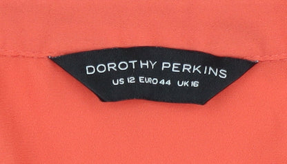 Womens UK Size 16 Dorothy Perkins Orange Basic Button-Up