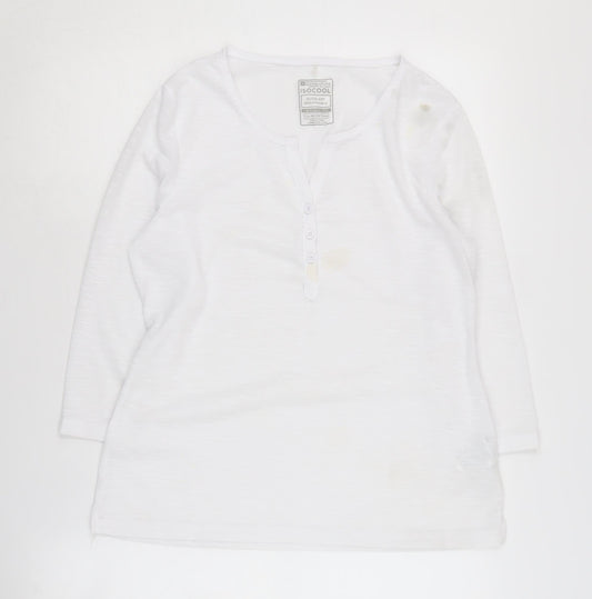 Mountain Warehouse Women's White T-Shirt Size 12 Henley