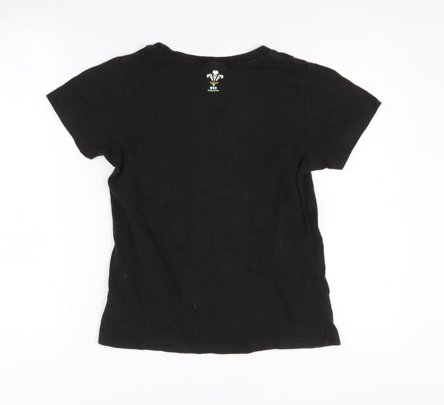 WRU Boys Black T-Shirt, Size 10, Short Sleeve