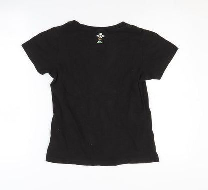 WRU Boys Black T-Shirt, Size 10, Short Sleeve