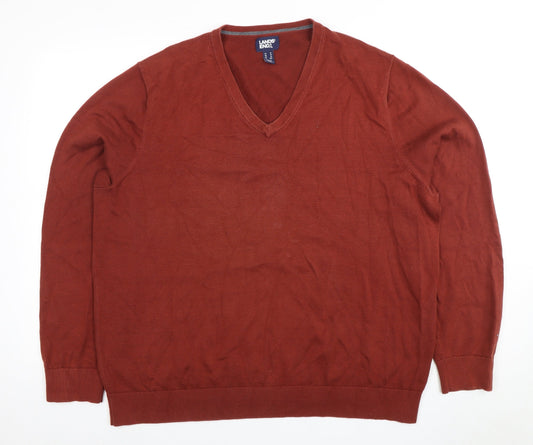 Lands' End Men's XL Red Cotton V-Neck Jumper
