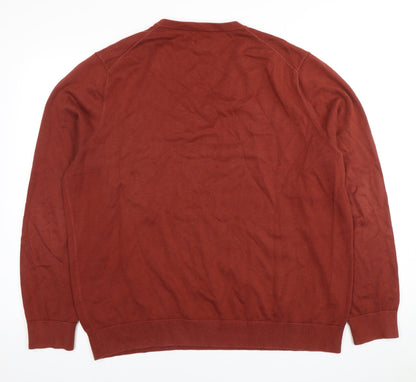 Lands' End Men's XL Red Cotton V-Neck Jumper