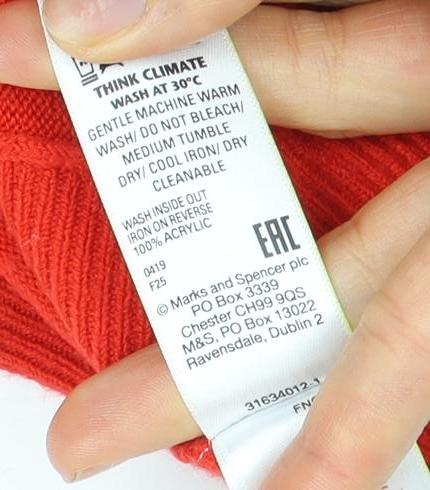 Womens UK Size XS Marks and Spencer Red Pullover Jumper