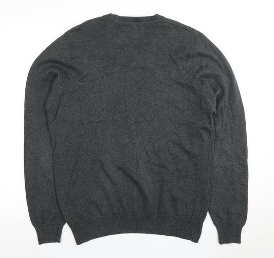Marks and Spencer Men's Grey V-Neck Pullover Jumper M