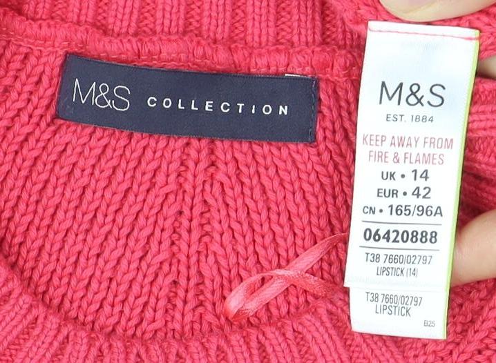 Womens UK Size 14 Marks and Spencer Pink Pullover Jumper