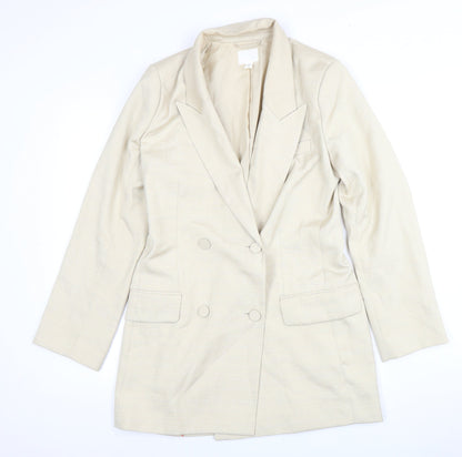 H&M Women's Beige Suit Jacket, Size 12, Double Breasted