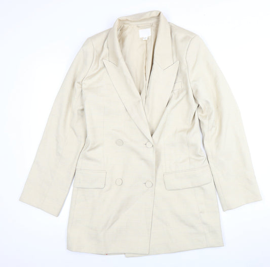 H&M Women's Beige Suit Jacket, Size 12, Double Breasted