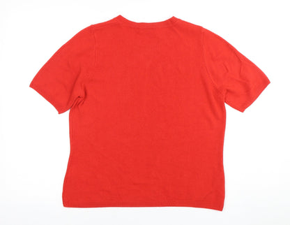 Womens UK Size 14 Marks and Spencer Red Basic T-Shirt