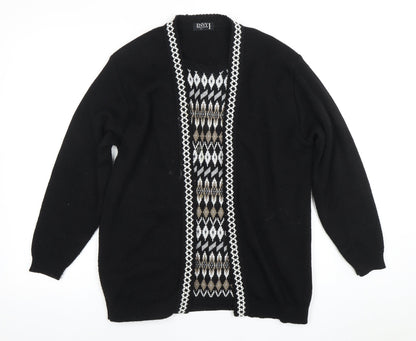 Envy Women's Black Cardigan M/L Argyle Pattern