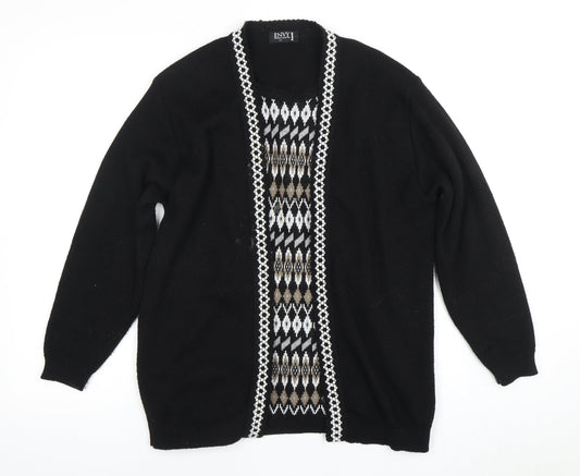 Envy Women's Black Cardigan M/L Argyle Pattern
