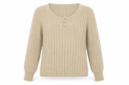 Womens UK Size L Marks and Spencer Beige Henley Jumper