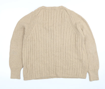 Womens UK Size L Marks and Spencer Beige Henley Jumper