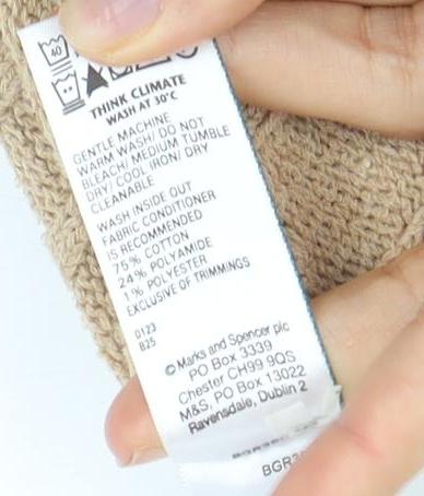 Womens UK Size L Marks and Spencer Beige Henley Jumper