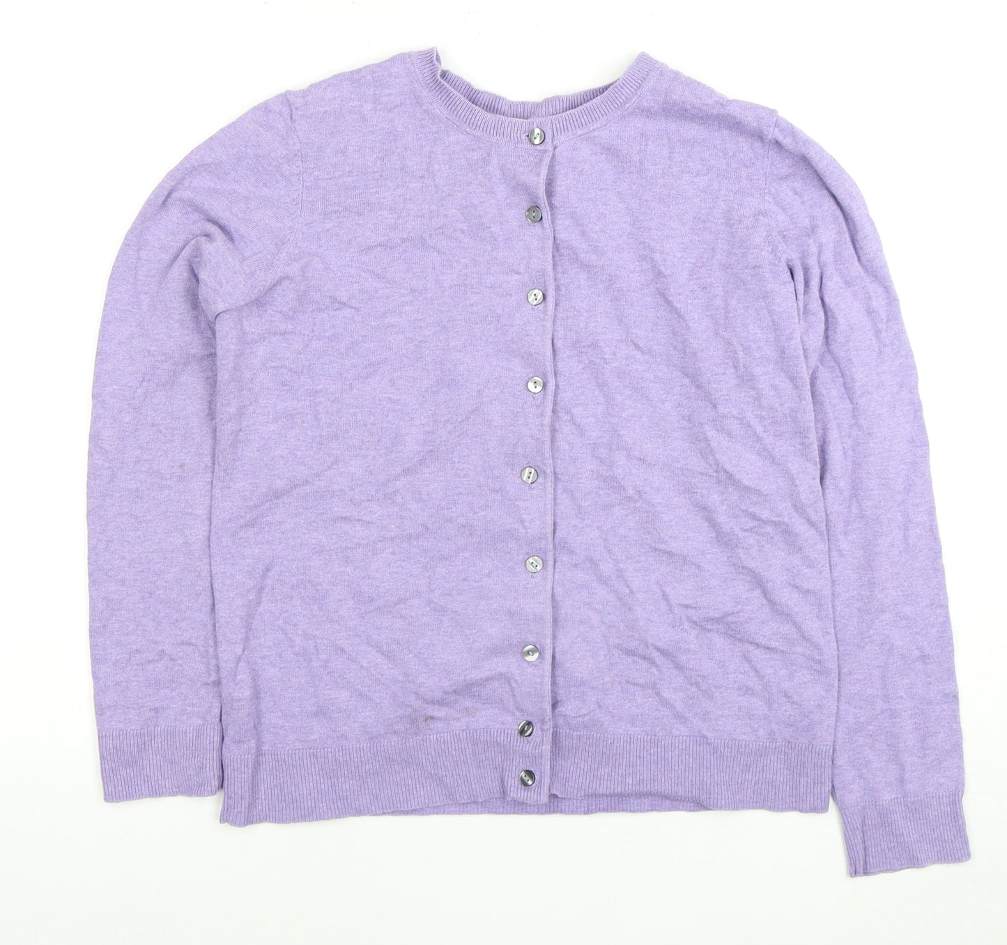 Karen Scott Women's Purple Cardigan S Knit Button