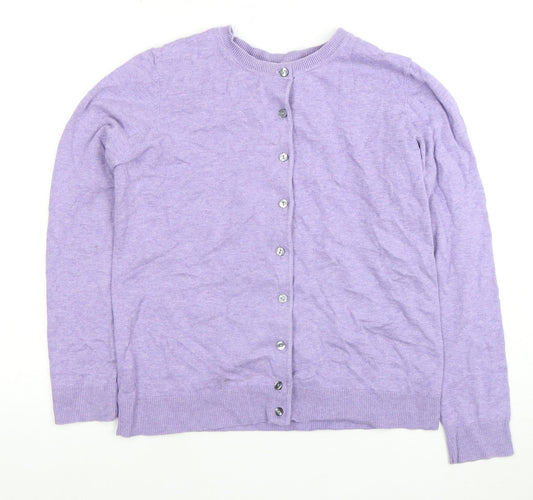 Karen Scott Women's Purple Cardigan S Knit Button