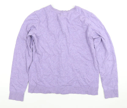 Karen Scott Women's Purple Cardigan S Knit Button