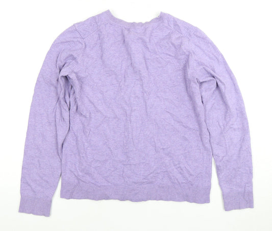 Karen Scott Women's Purple Cardigan S Knit Button