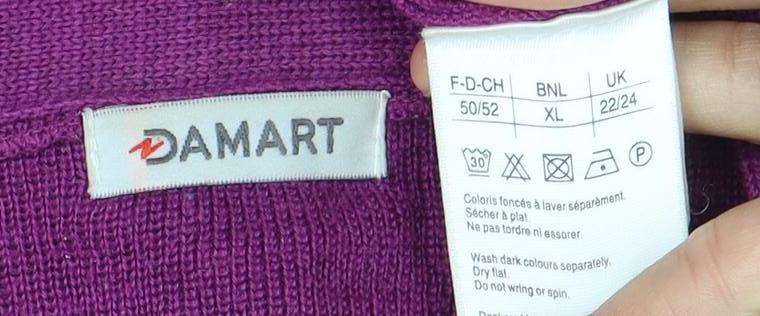 Womens UK Size XL Damart Purple Cardigan Jumper