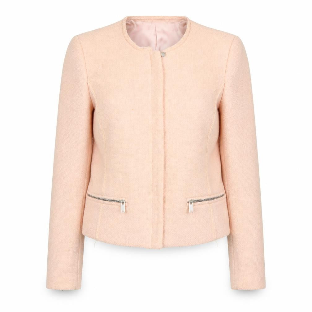 Zara Women's Pink Tweed Slim Jacket, Size S