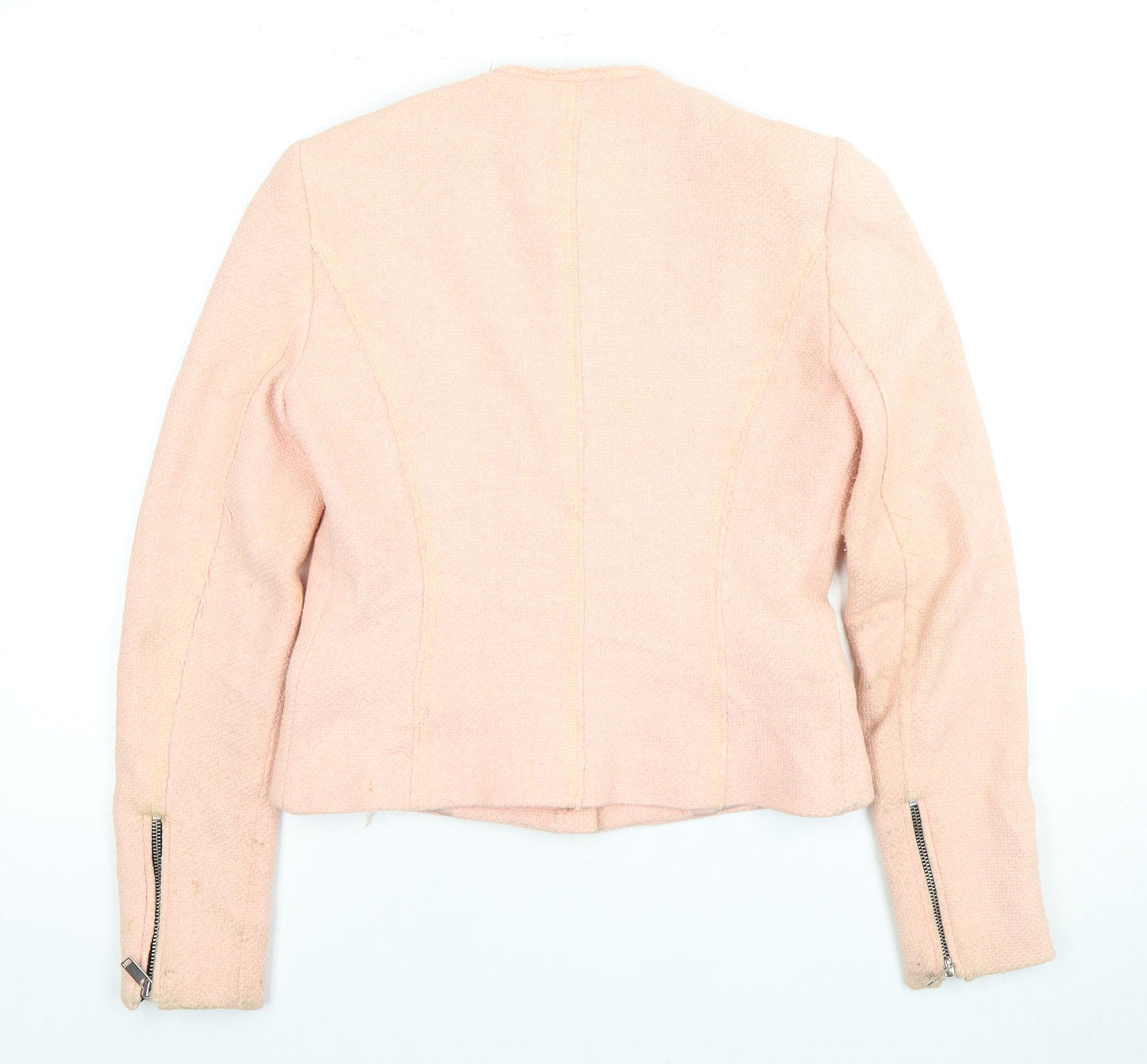 Zara Women's Pink Tweed Slim Jacket, Size S